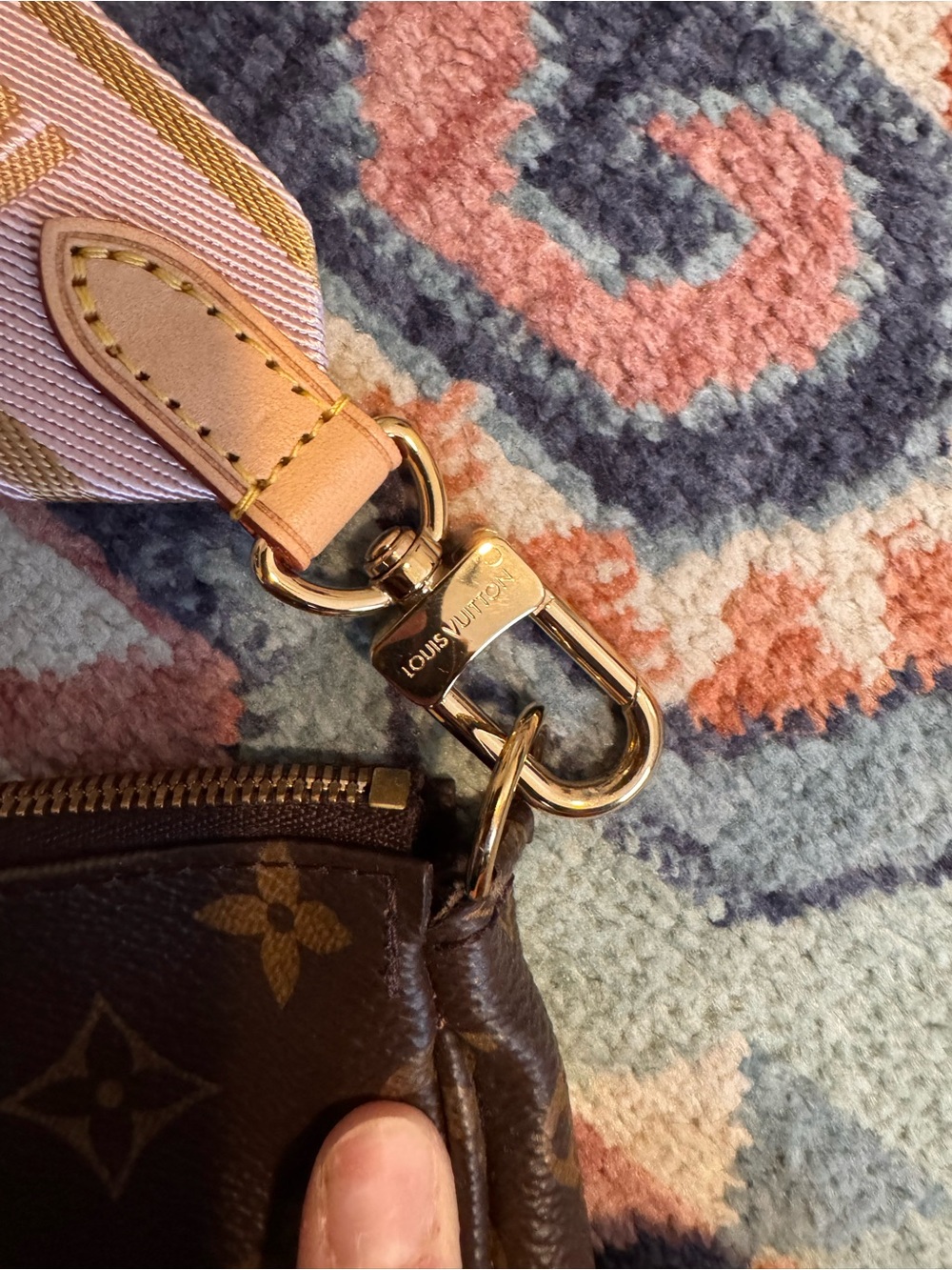 Louis Vuitton Brown Monogram Crossbody with Pink Branded Strap - Picture 3 of 9